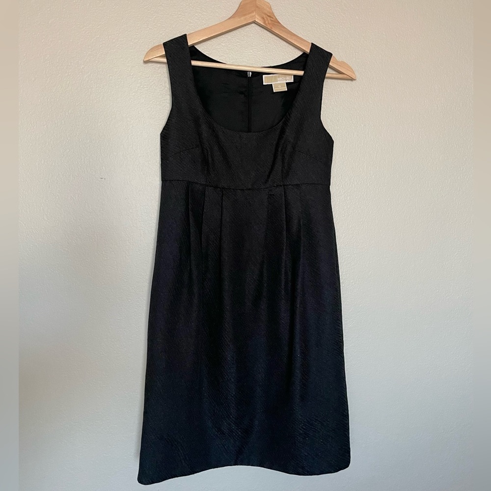 Michael Kors Black Pleated Babydoll Cocktail Dress